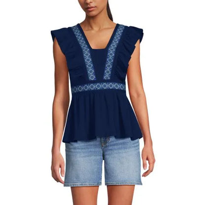 Women's Lightweight Jersey Ruffle Peplum Top