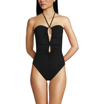 Women's Cut Out Multiway Halter High Leg One Piece Swimsuit