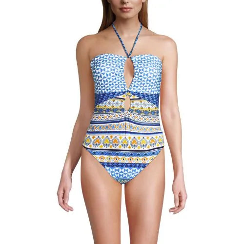 Women's Cut Out Multiway Halter High Leg One Piece Swimsuit