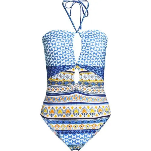Women's Cut Out Multiway Halter High Leg One Piece Swimsuit