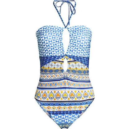 Women's Cut Out Multiway Halter High Leg One Piece Swimsuit