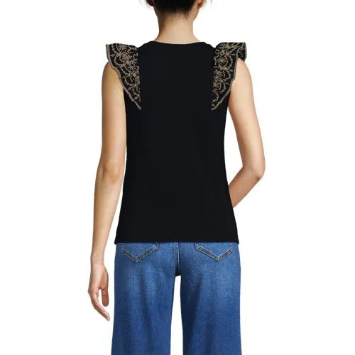 Women's Embroidered Ruffle Tank Top