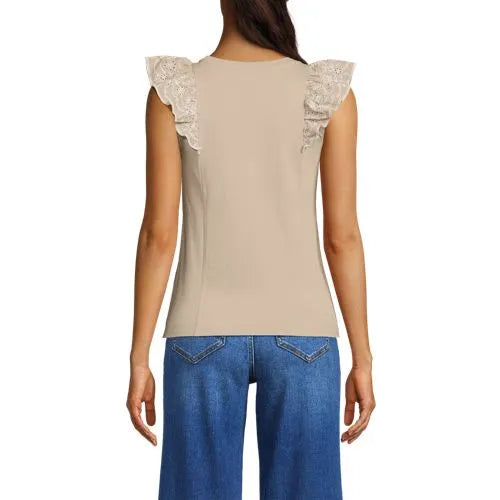 Women's Embroidered Ruffle Tank Top