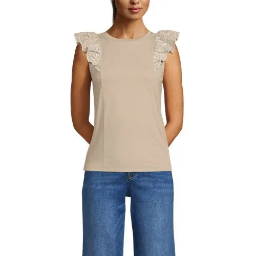 Women's Embroidered Ruffle Tank Top
