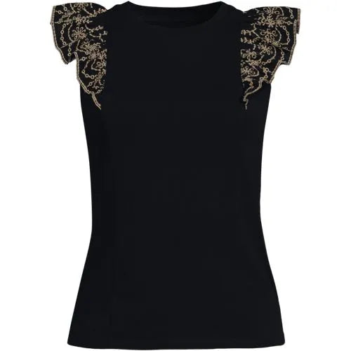 Women's Embroidered Ruffle Tank Top