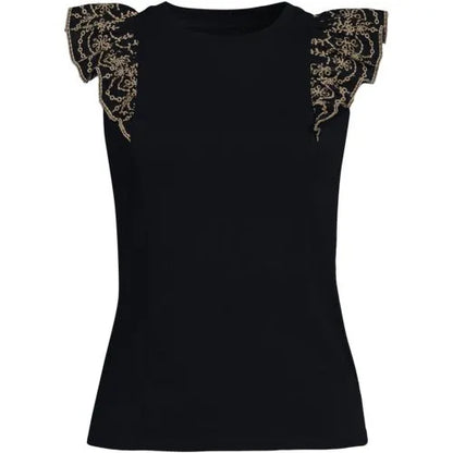Women's Embroidered Ruffle Tank Top