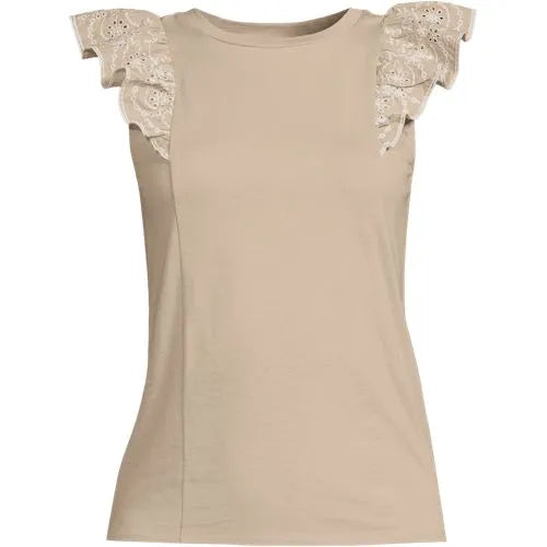 Women's Embroidered Ruffle Tank Top
