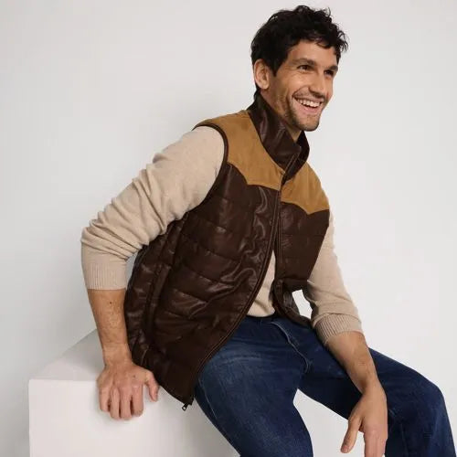 Men's Faux Leather Western Insulated Vest