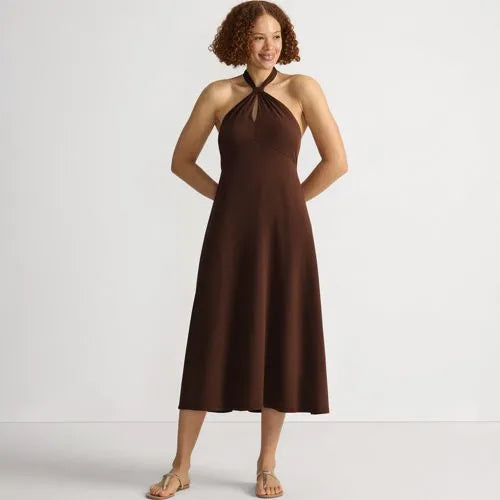 Women's Cotton Modal Halter Midi Dress