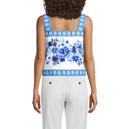 Women's Poplin Square Neck Tank Top