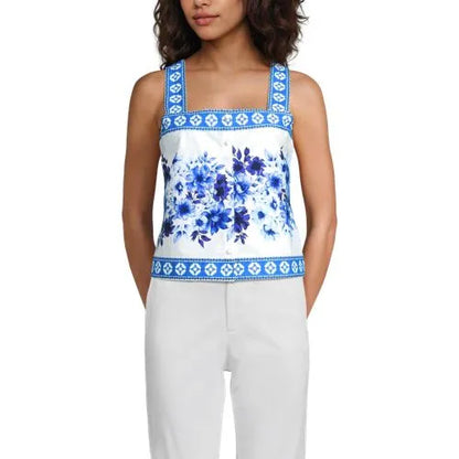 Women's Poplin Square Neck Tank Top