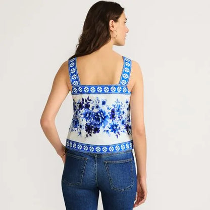 Women's Poplin Square Neck Tank Top