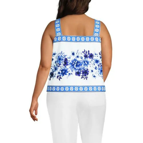 Women's Poplin Square Neck Tank Top