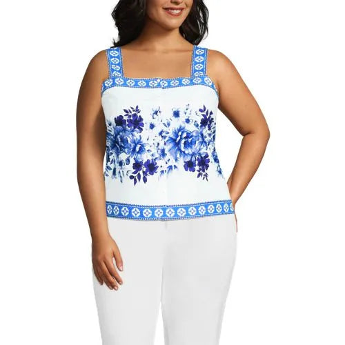 Women's Poplin Square Neck Tank Top