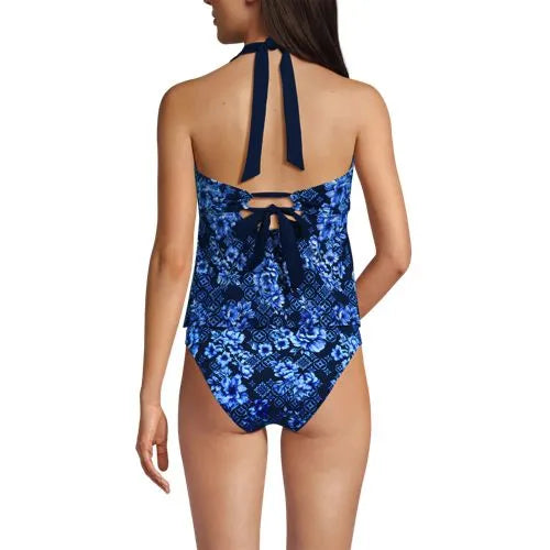 Women's Seamed Halter Tankini Top
