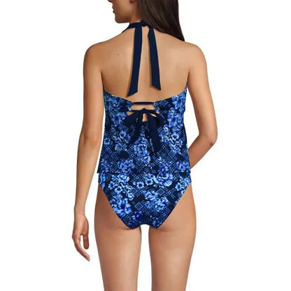 Women's Seamed Halter Tankini Top
