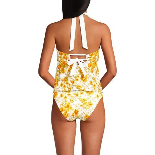 Women's Seamed Halter Tankini Top
