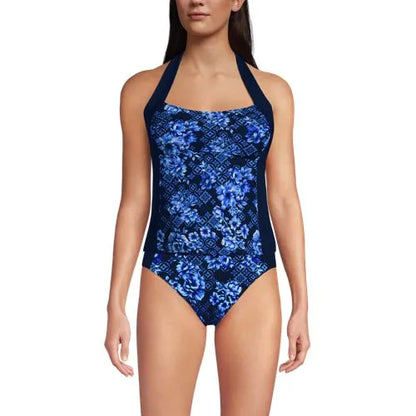 Women's Seamed Halter Tankini Top