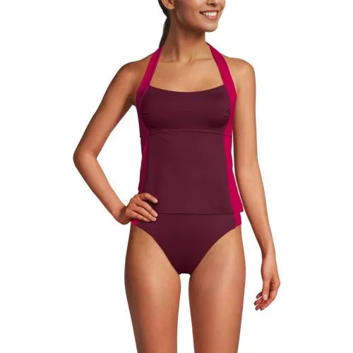 Women's Seamed Halter Tankini Top