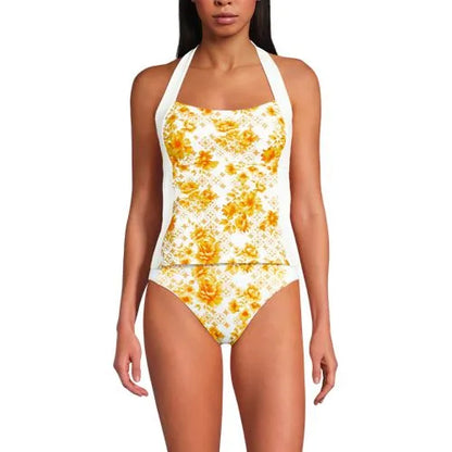 Women's Seamed Halter Tankini Top
