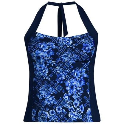 Women's Seamed Halter Tankini Top