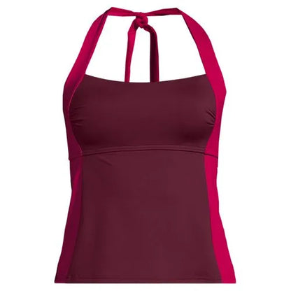 Women's Seamed Halter Tankini Top