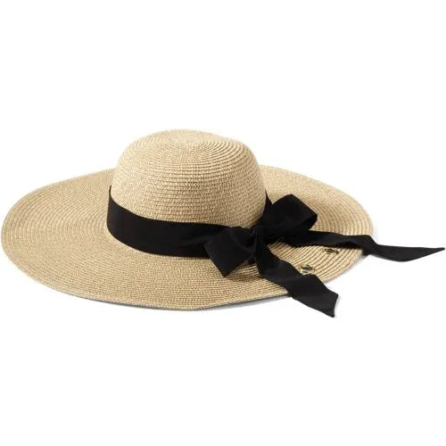 Facesaver Wide Brim Straw Hat with Scarf