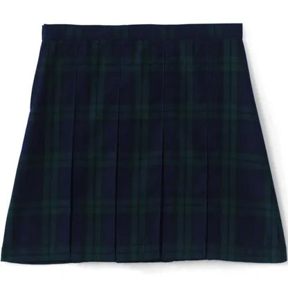 Girls Top of the Knee Plaid Box Pleat Skirt