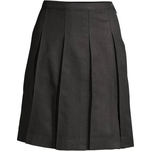 Women's Top of Knee Solid Box Pleat Skirt