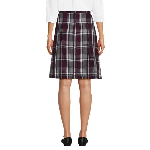 Women's Top of the Knee Plaid Box Pleat Skirt