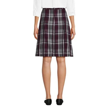 Women's Top of the Knee Plaid Box Pleat Skirt