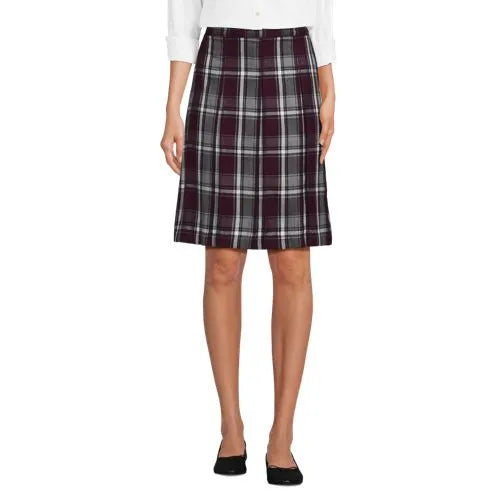 Women's Top of the Knee Plaid Box Pleat Skirt