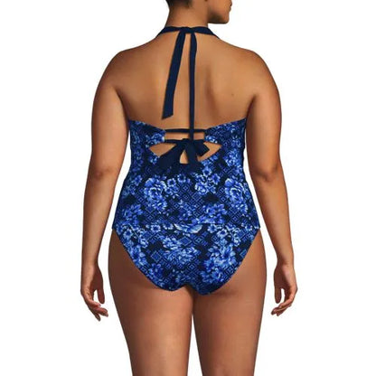 Women's Seamed Halter Tankini Top