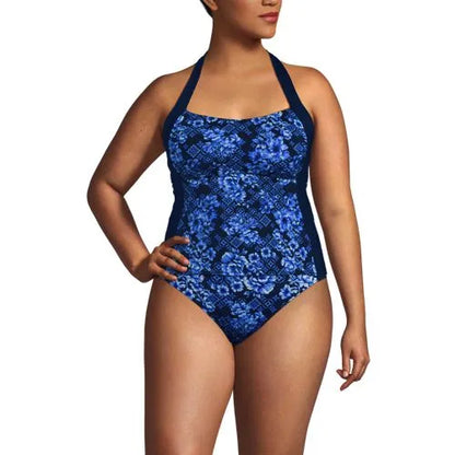 Women's Seamed Halter Tankini Top
