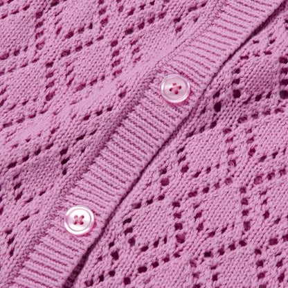 Girls Button Front Pointelle Knit Cardigan