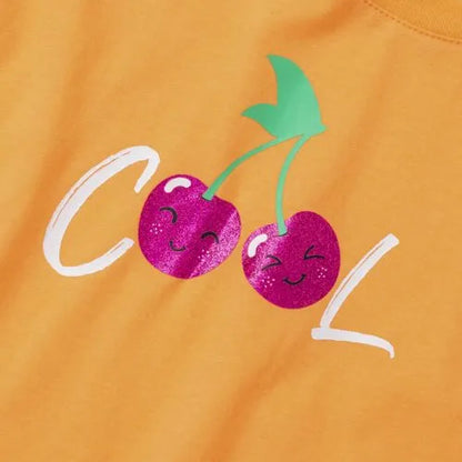 Girls Short Sleeve Side Tie Graphic Tee