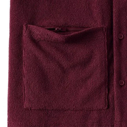 Men's Short Sleeve Textured Terry Camp Collar