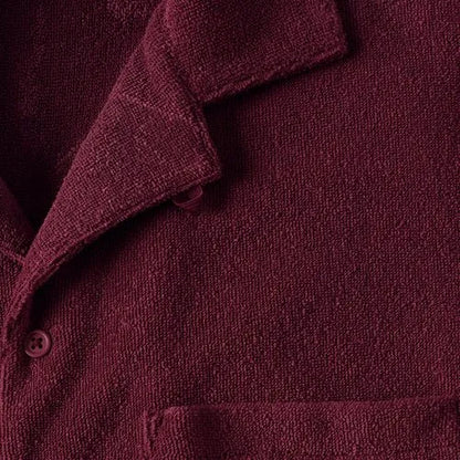 Men's Short Sleeve Textured Terry Camp Collar