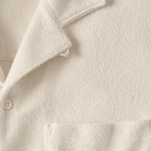 Men's Short Sleeve Textured Terry Camp Collar
