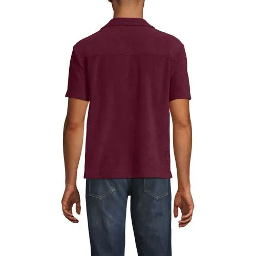 Men's Short Sleeve Textured Terry Camp Collar