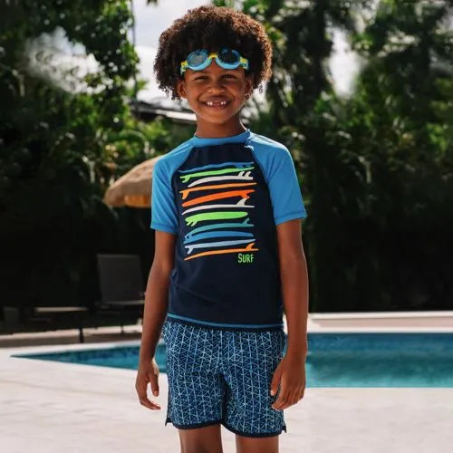 Boys Sunshade UPF 50 Short Sleeve Solid Rash Guard