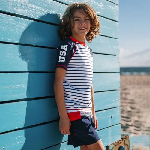 Boys Sunshade UPF 50 Short Sleeve Solid Rash Guard
