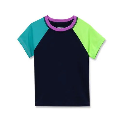 Girls Short Sleeve Crew Neck Swim Rash Guard