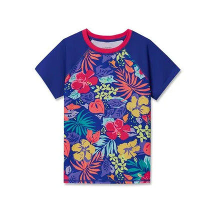 Girls Short Sleeve Crew Neck Swim Rash Guard