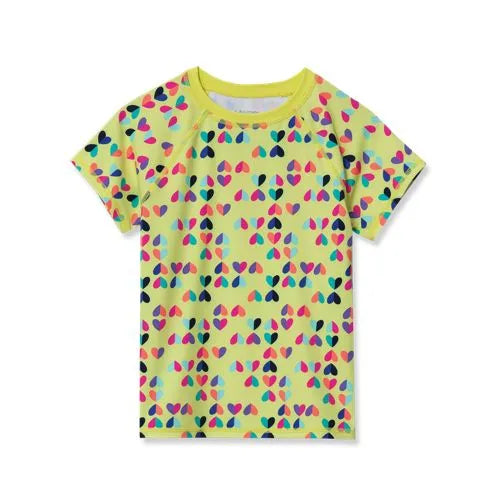 Girls Short Sleeve Crew Neck Swim Rash Guard