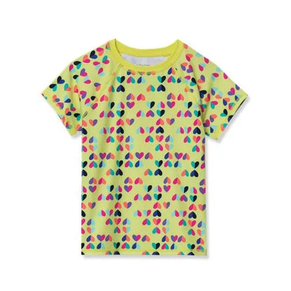 Girls Short Sleeve Crew Neck Swim Rash Guard