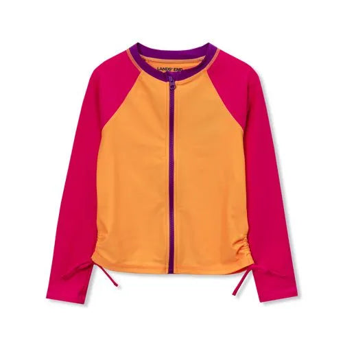 Girls UPF 50 Long Sleeve Zip Front Rash Guard