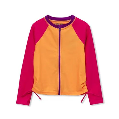 Girls UPF 50 Long Sleeve Zip Front Rash Guard