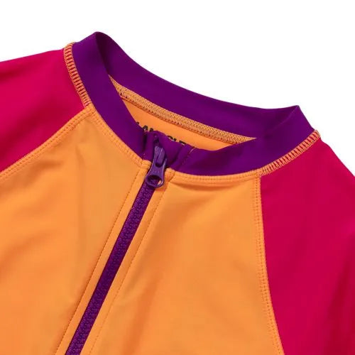 Girls UPF 50 Long Sleeve Zip Front Rash Guard