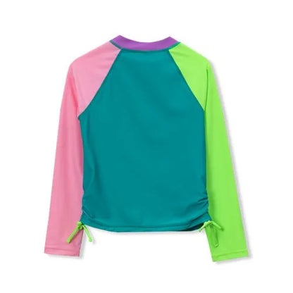 Girls UPF 50 Long Sleeve Zip Front Rash Guard
